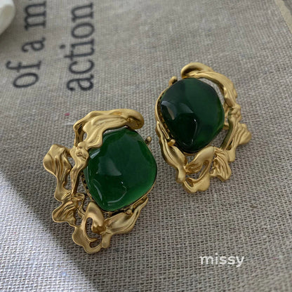 Lacey Emerald Green Stud Earrings