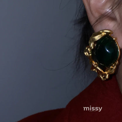 Lacey Emerald Green Stud Earrings