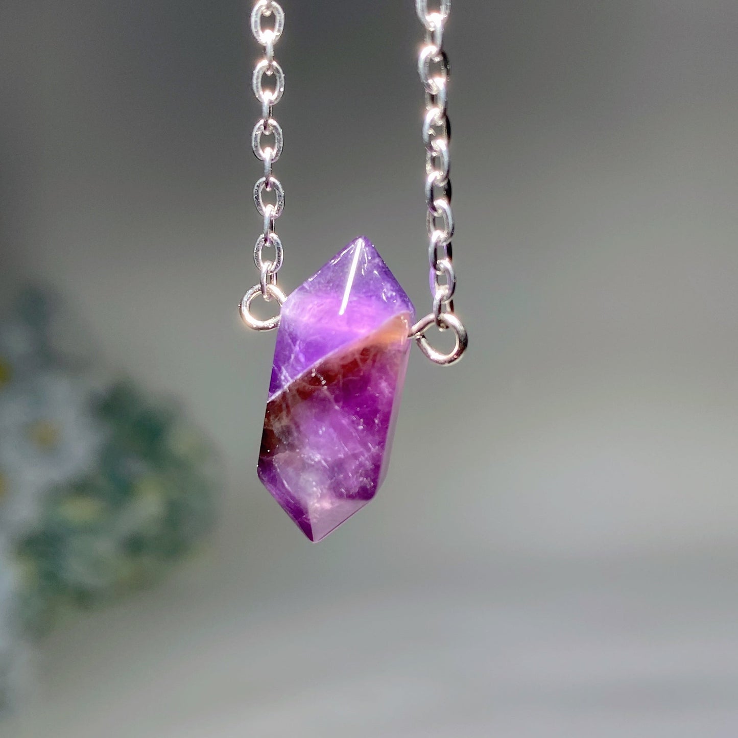 Mixed Crystal Double Terminated Point Necklace 2cm Healing