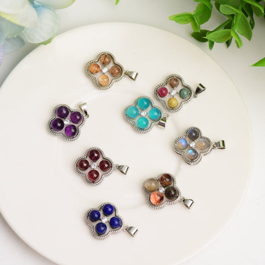 Mixed Crystal Flower Pendant 15mm Spiritual Necklace