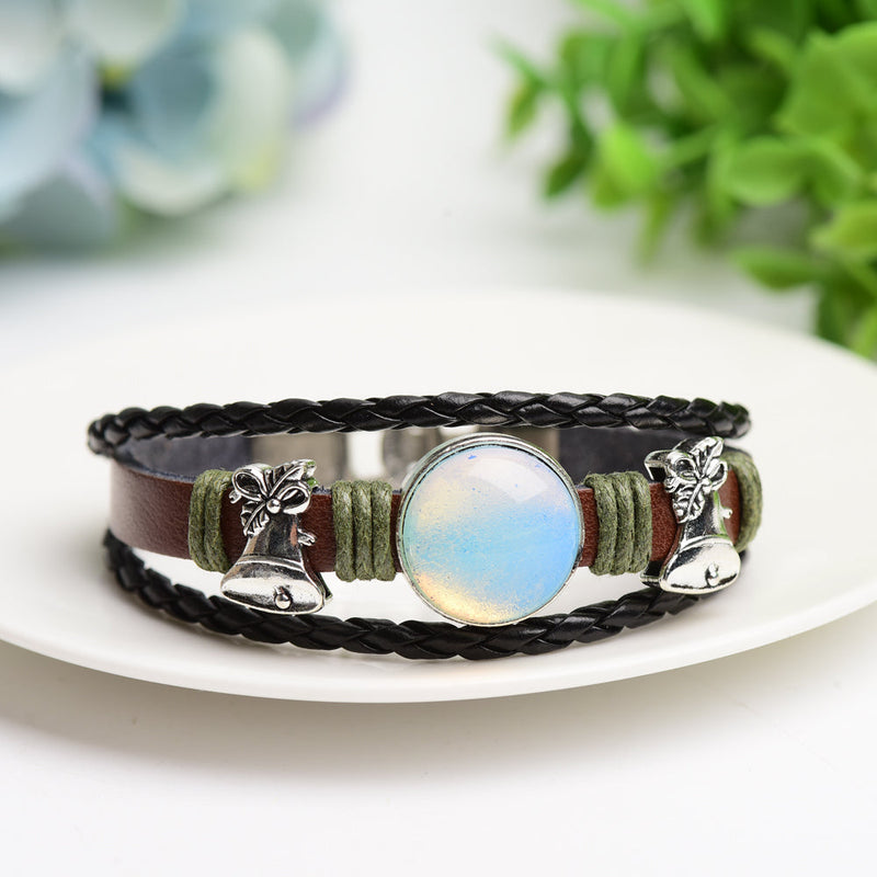 Mixed Crystal Spiritual Bracelet With Metal Snap Closure