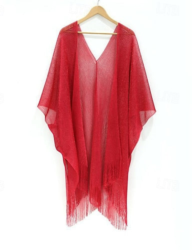 Swimwear Cover Up Swimsuit Fringe Hem Cut Out Vacation Beach Wear Striped V Neck Long Sleeve Bathing Suits