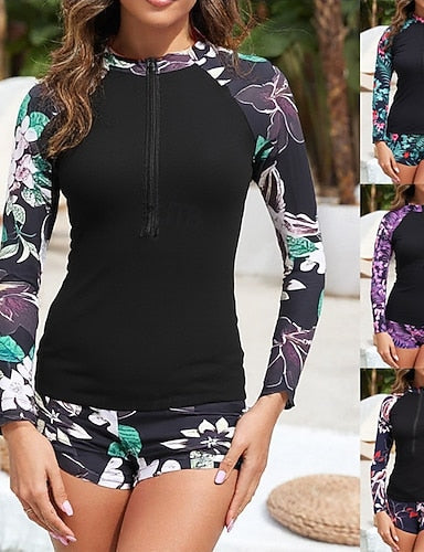 Rash Guard Bathing Suit Swimsuits Zip Up Uv Protection Elastic Long Sleeve Swimwear Swimsuit Surfing Diving Water Sports Spring
