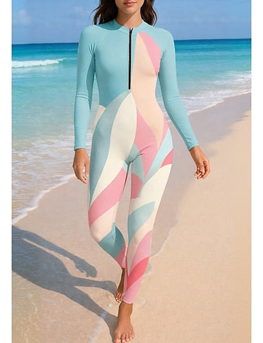 Rash Guard Full Body Swimwear Dive Skin Suit Front Zip Upf50+ Quick Dry High Elasticity Long Sleeve Swimwear Surfing Diving Snorkeling Summer