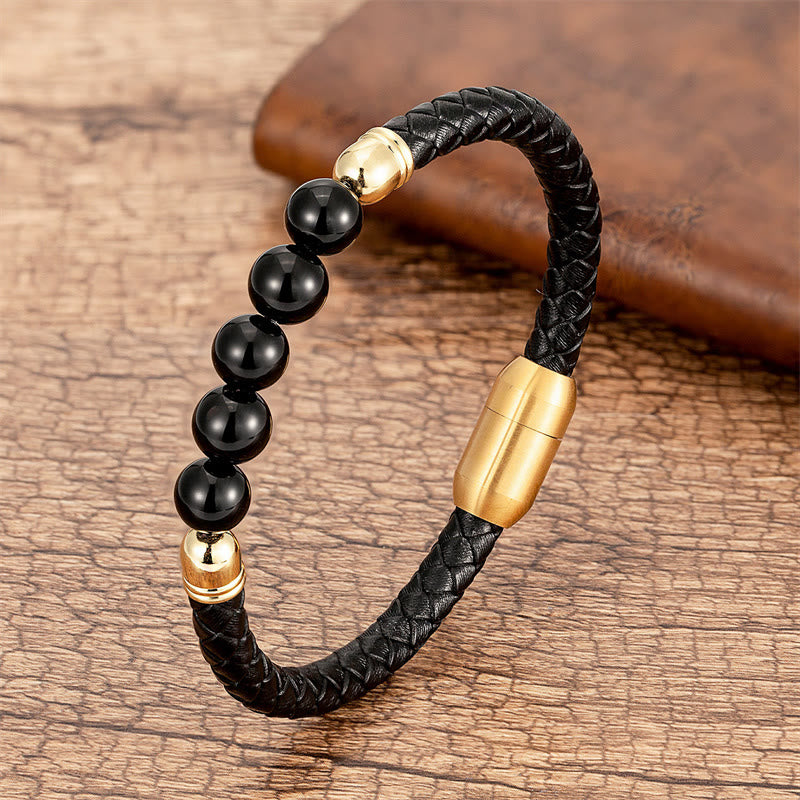 Multi-stone Protection Leather Bracelet