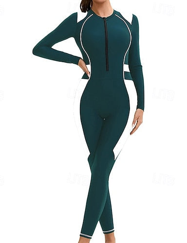 Rash Guard Full Body Swimwear Dive Skin Suit Patchwork Upf50+ Quick Dry High Elasticity Long Sleeve Swimwear Surfing Diving Snorkeling Summer