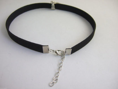 Celtic Trinity Knot Black Flat Faux Suede Necklace