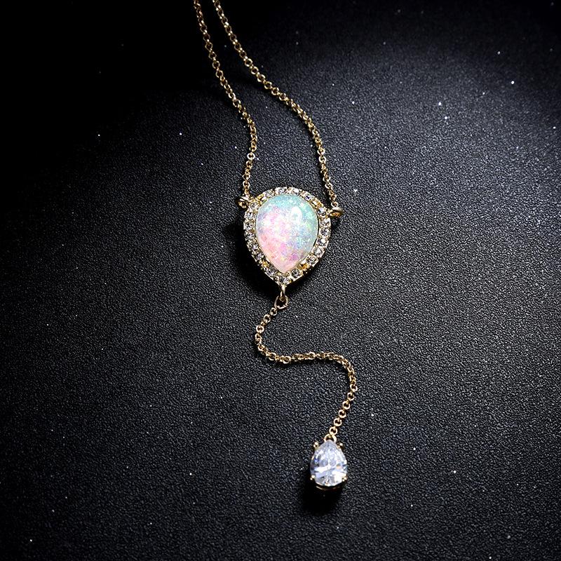 Delicate Opal Crystal Necklace