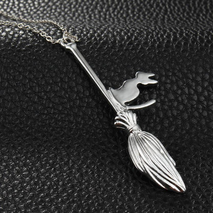 Flying Witch Cat Necklace