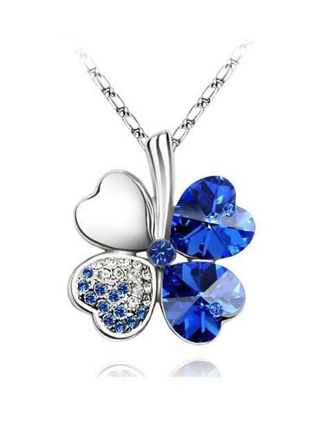 Four Leaves Clover Heart Necklace