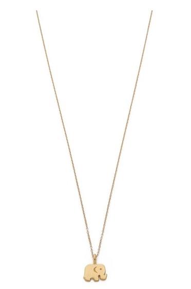 Gold Elephant Pendant Necklace With Charm Card