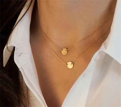 Gold Multilayer Long Strip Pendant Necklace
