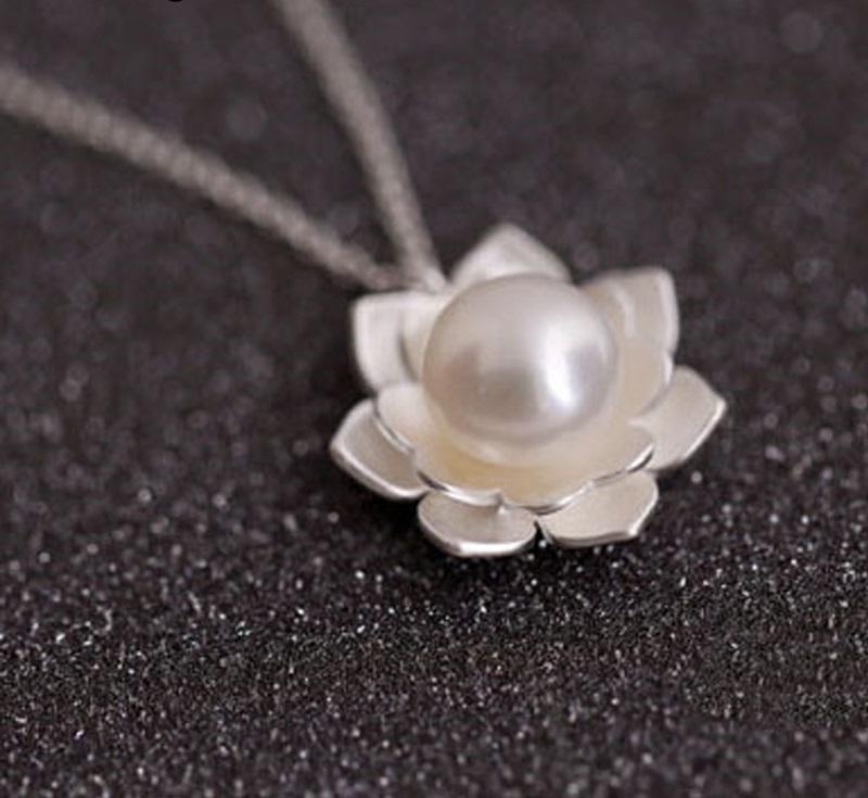 Lotus Pearl Sterling Silver Necklace