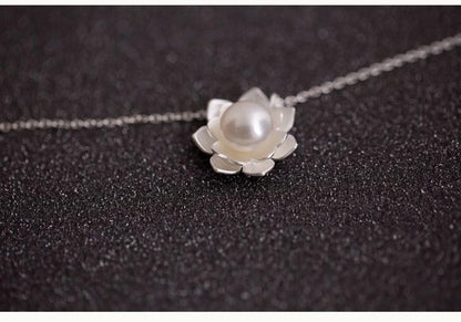 Lotus Pearl Sterling Silver Necklace