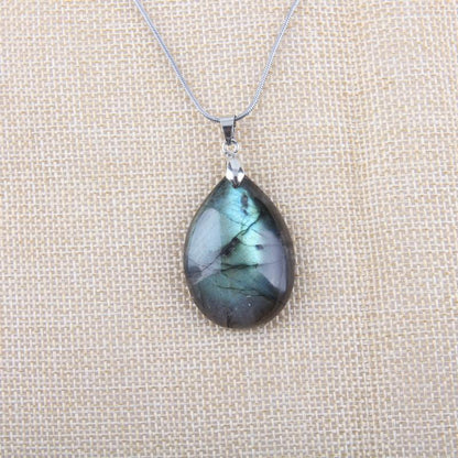 Natural Labradorite Stainless Steel Necklace