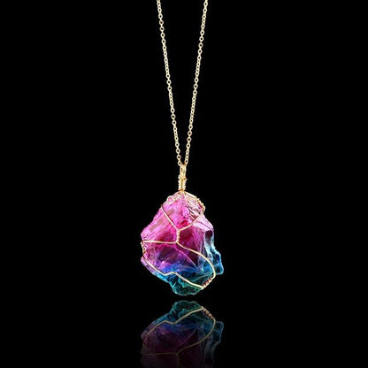 Natural Shape Rainbow Stone Necklace