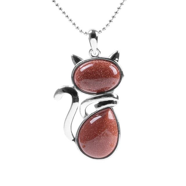 Natural Stone Cat Necklace