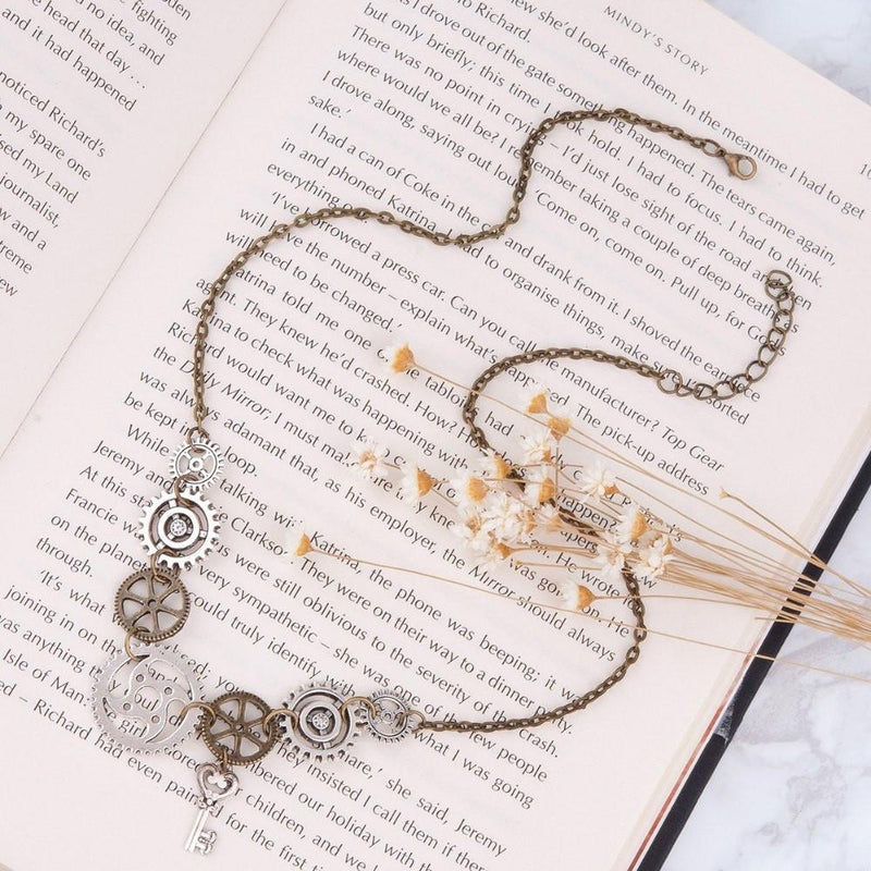 Steampunk Gears & Key Statement Necklace
