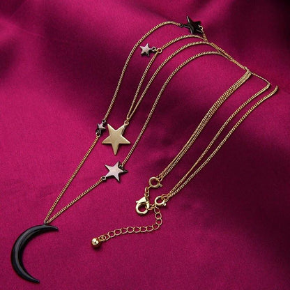 Three Layers Stars & Moon Necklace