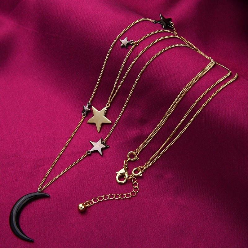 Three Layers Stars & Moon Necklace