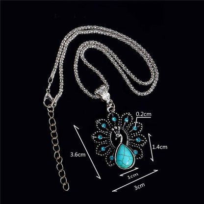 Turquoise Peacock Crystal Necklace