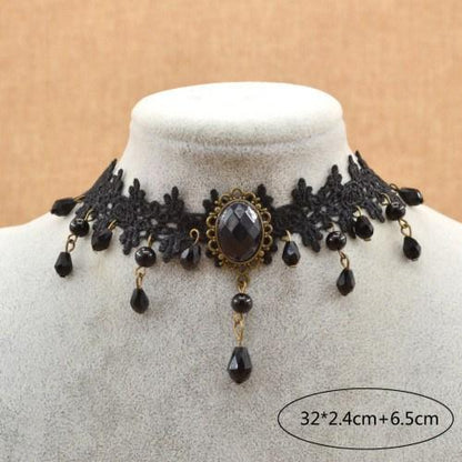 Victorian Black Gothic Crystal Choker Necklace
