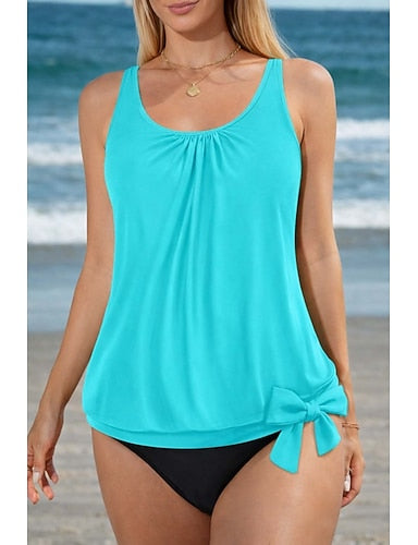 Swimwear Tankini 2 Piece Swimsuit Vacation Sleeveless Bathing Suits