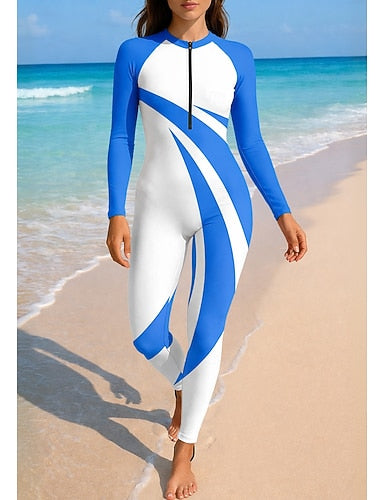 Rash Guard Front Zip Upf50+ Quick Dry Lightweight Long Sleeve Bodysuit Swim Shirt Surfing Beach Water Sports Summer