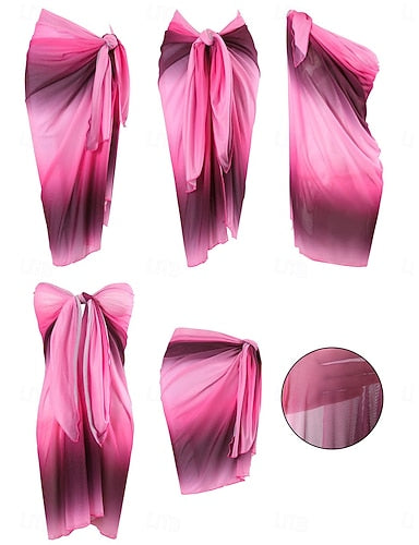 Swimwear Cover Up Wrap Skirt Swimsuit Ruched Vacation Beach Wear Ombre Strapless Sleeveless Bathing Suits