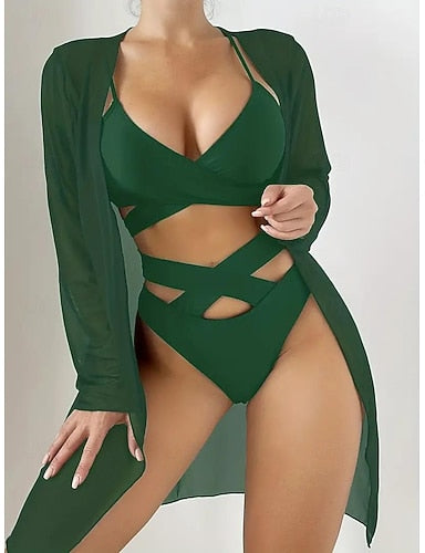 Normal Pajamas Bodies Sets Plain Hot Holiday Home Bed Swimming Nylon Outdoor Stretchy Sleeveless Skirt 3-piece Summer