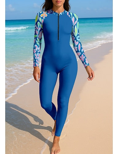 Rash Guard Full Body Swimwear Dive Skin Suit Front Zip Upf50+ Quick Dry High Elasticity Long Sleeve Swimwear Surfing Diving Snorkeling Summer