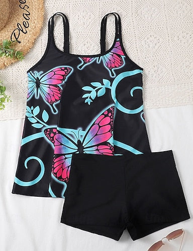 Bathing Suit Tankini 2 Pieces Printed Ultra Light (ul) Elastic Sleeveless Swimwear Surfing Snorkeling Summer