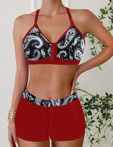 Swimwear 2 Piece Briefs Swimsuit Backless Vacation Beach Wear Halter Neck Sleeveless Bathing Suits