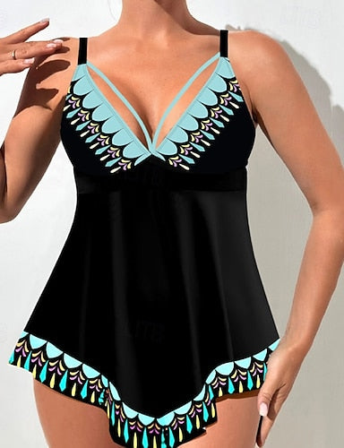 Swimwear 2 Piece Briefs Swimsuit Backless Vacation Beach Wear V Neck Sleeveless Bathing Suits