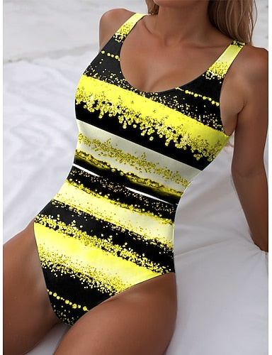 Tankini 2 Piece Swimsuit Shorts Backless Vacation Beach Wear Graphic Geometric U Neck Sleeveless Bathing Suits
