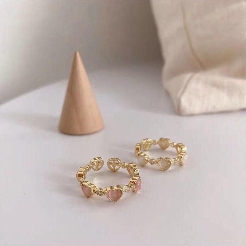 [sample ] Peach Opal Heart Ring