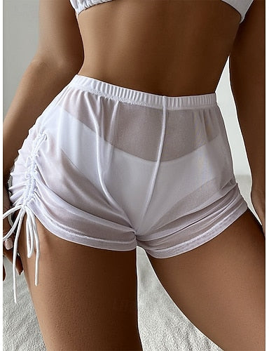 Stretchy Boxer Shorts Swimsuit Ruched Stretchy Boxer Shorts High Waist Active Vacation Color Sleeveless Bathing Suits