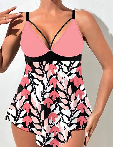 Swimwear 2 Piece Briefs Swimsuit Backless Vacation Beach Wear V Neck Sleeveless Bathing Suits