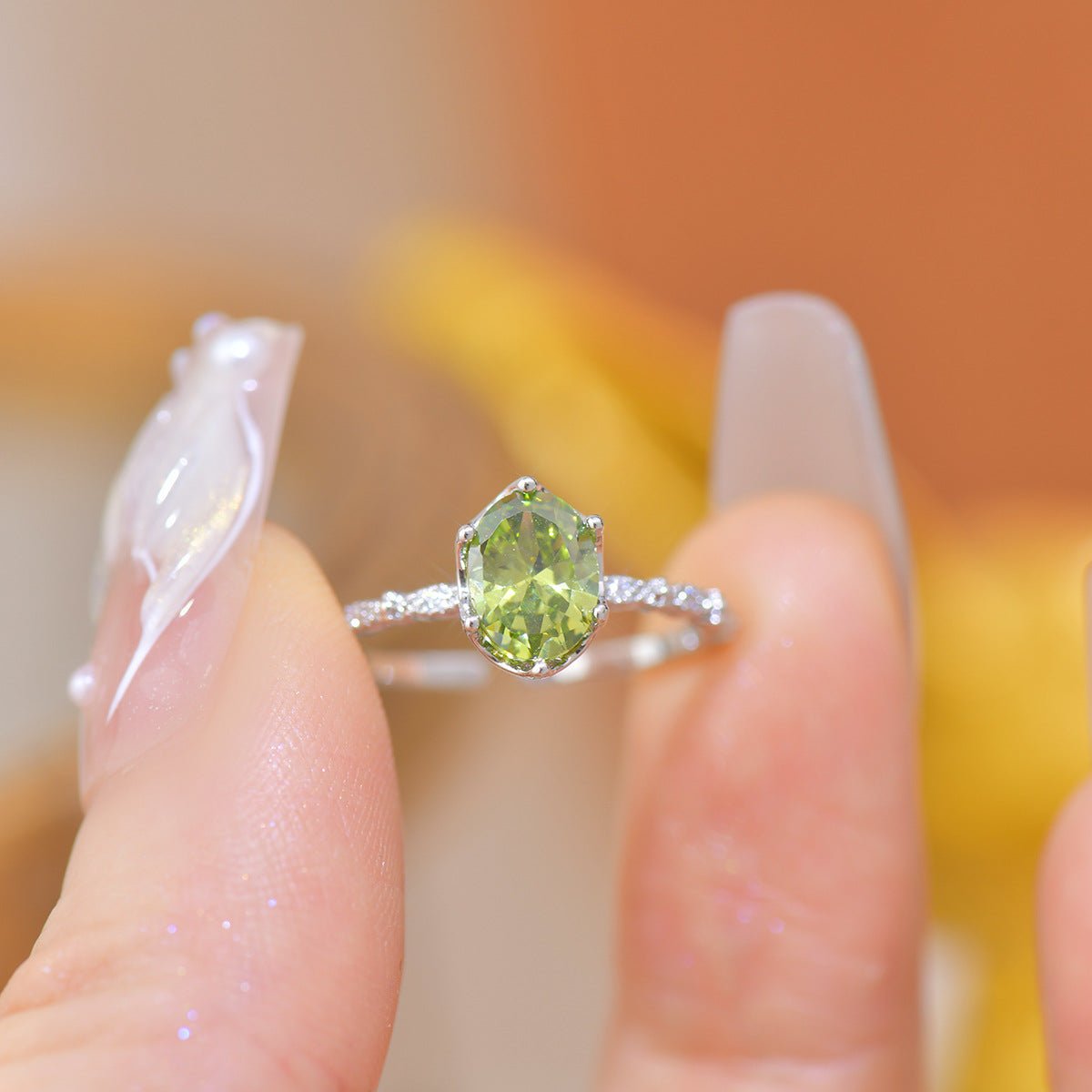 Oval Peridot Ring in Silver