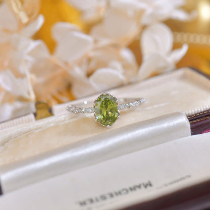 Oval Peridot Ring in Silver