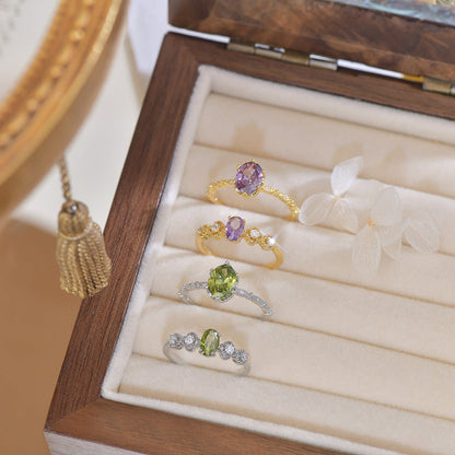 Oval Peridot Ring in Silver