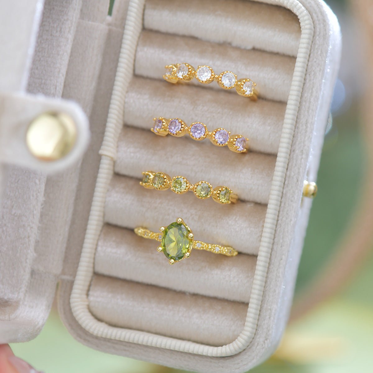 Oval Peridot Ring in Gold