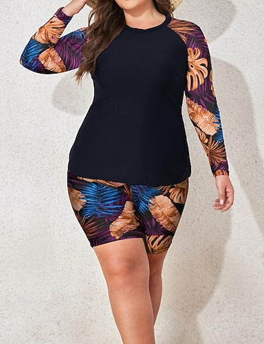 Standard Rash Guard Bathing Suites Surfing Tankinis & Bikinis Tropical Uv Protection Elastic Long Sleeve Swimwear Top Surfing Diving Swimming Summer