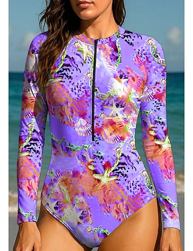Rash Guard Dive Skin Suit Bathing Suit Swimsuit Set Ocean Zip Up Upf50+ Quick Dry Lightweight Long Sleeve Swim Shirt Surfing Beach Water Sports Summer
