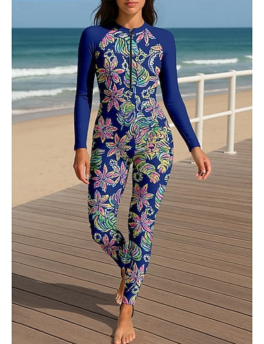 Rash Guard Full Body Swimwear Dive Skin Suit Front Zip Upf50+ Quick Dry High Elasticity Long Sleeve Swimwear Surfing Diving Snorkeling Summer