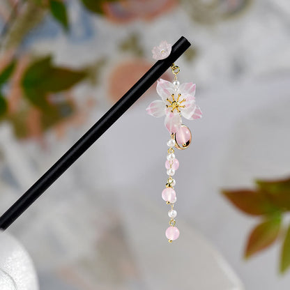 Pear Blossom Tassel Chinese Hairpin Wood Accessory