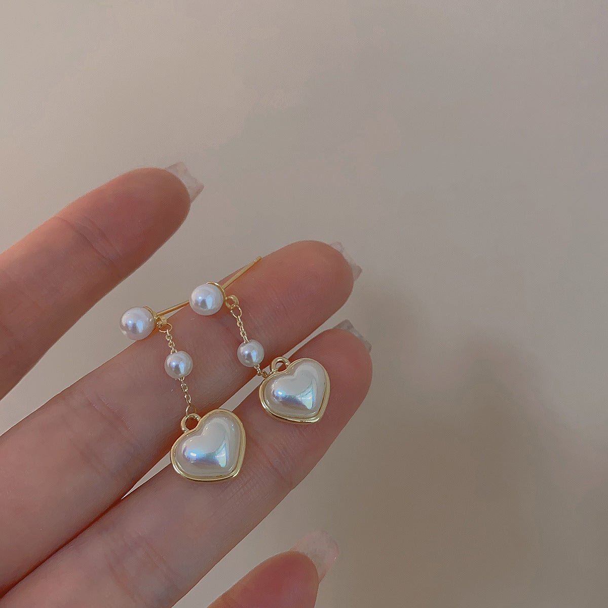 [sample ] Pearl Heart Earrings