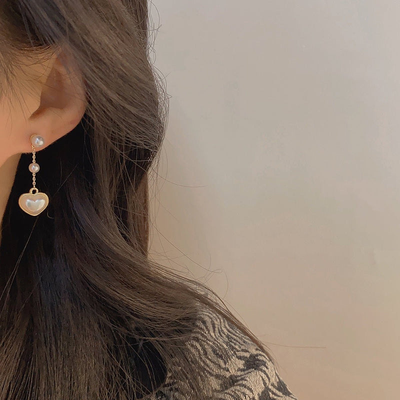 [sample ] Pearl Heart Earrings