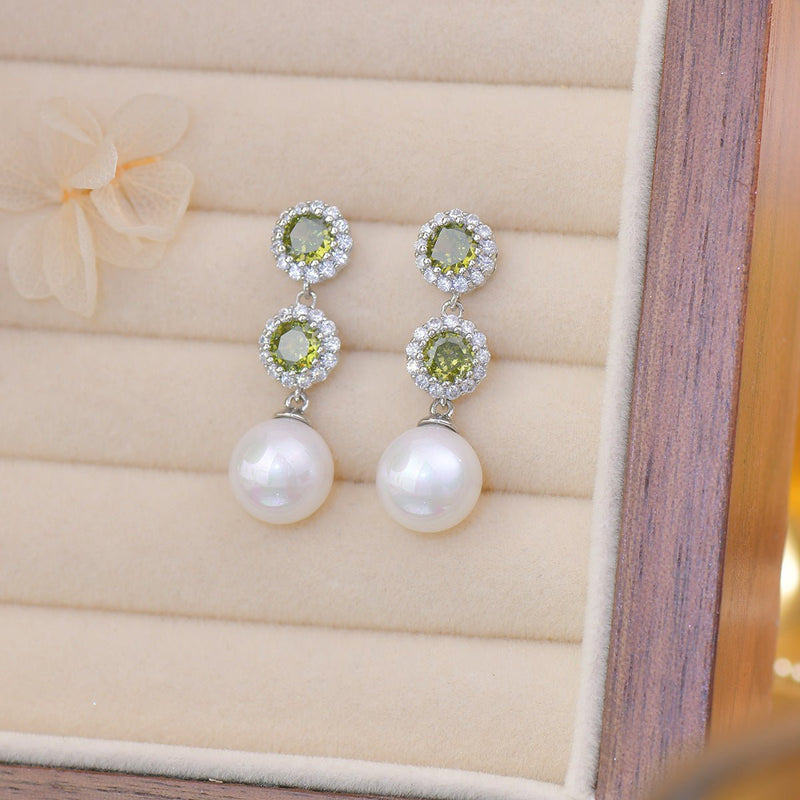 Peridot Pearl Earrings