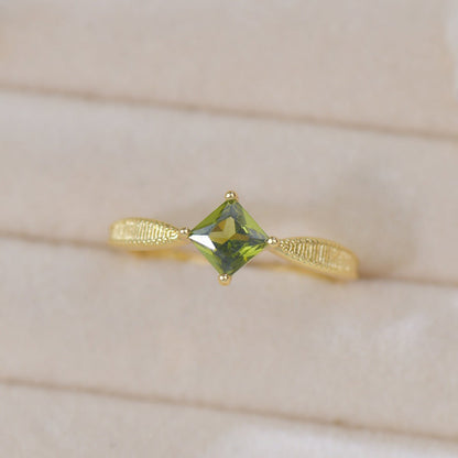 Peridot Princess Solitaire Ring